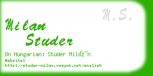 milan studer business card